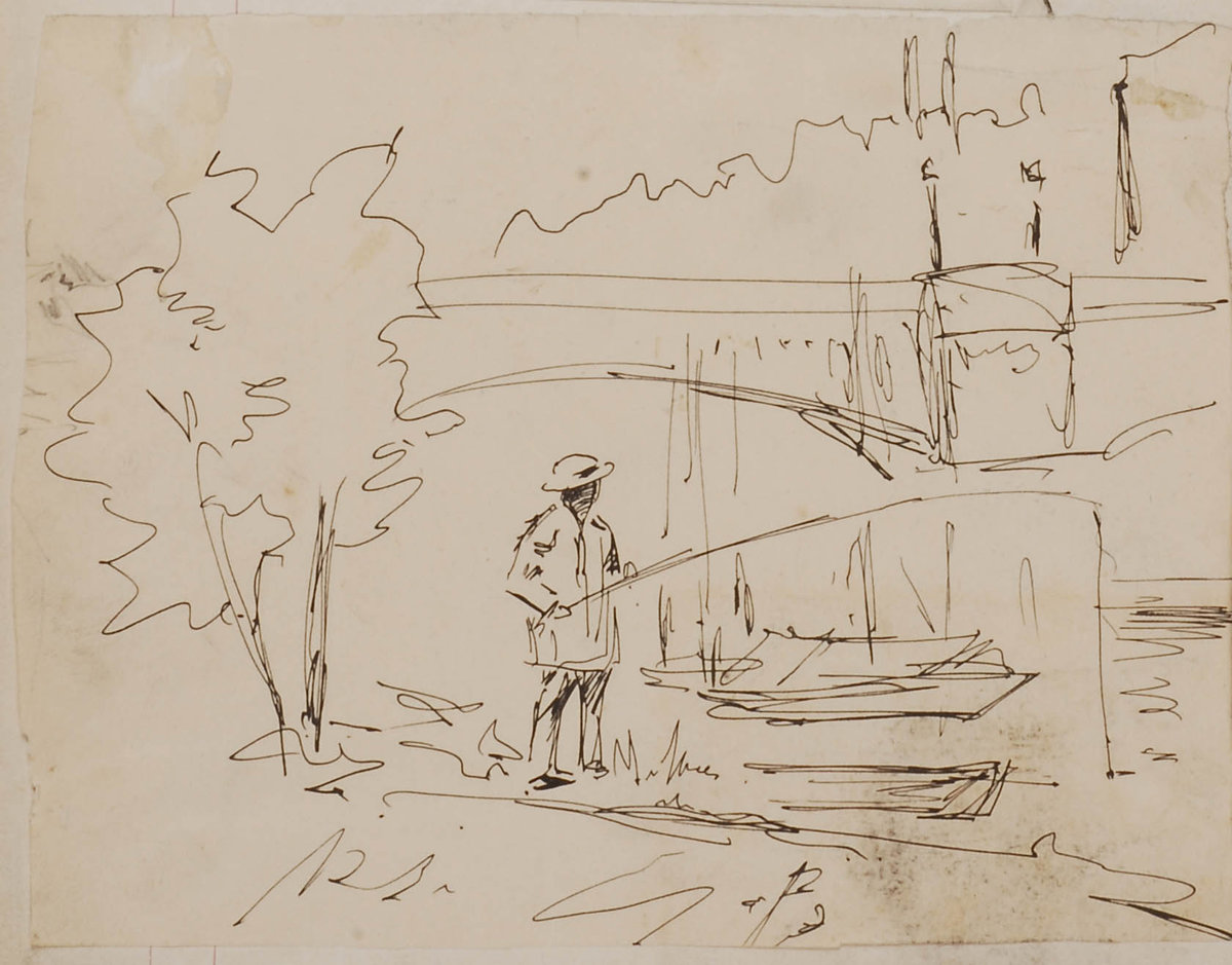 Emile Bernard, Sketch of a fisherman from the album L’enfance d’un peintre (p. 81), c. 1885, black ink on paper, Kunsthalle Bremen – Der Kunstverein in Bremen